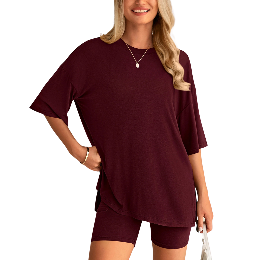 HelloMama™ Soft Tee & Flattering Shorts Two-Piece Set