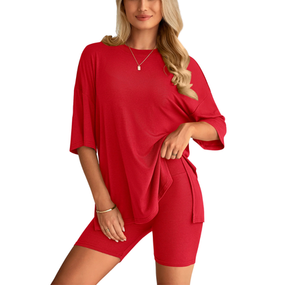 HelloMama™ Soft Tee & Flattering Shorts Two-Piece Set
