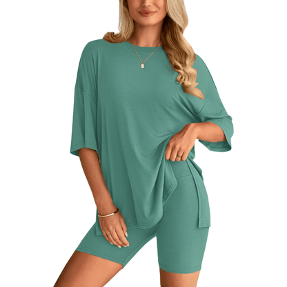 HelloMama™ Soft Tee & Flattering Shorts Two Piece Set