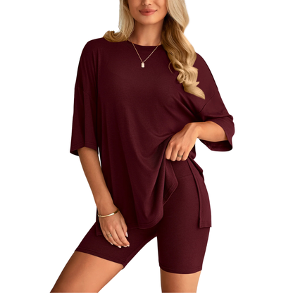 HelloMama™ Soft Tee & Flattering Shorts Two-Piece Set